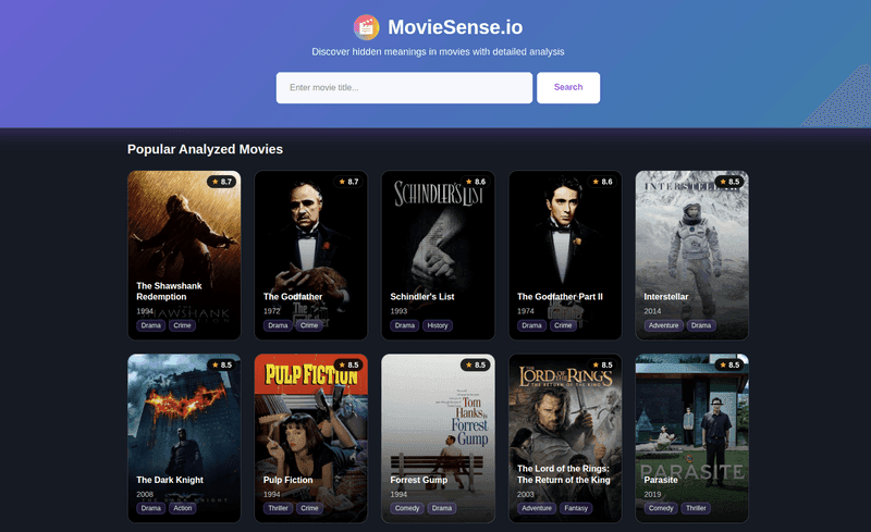 moviesense.io main page