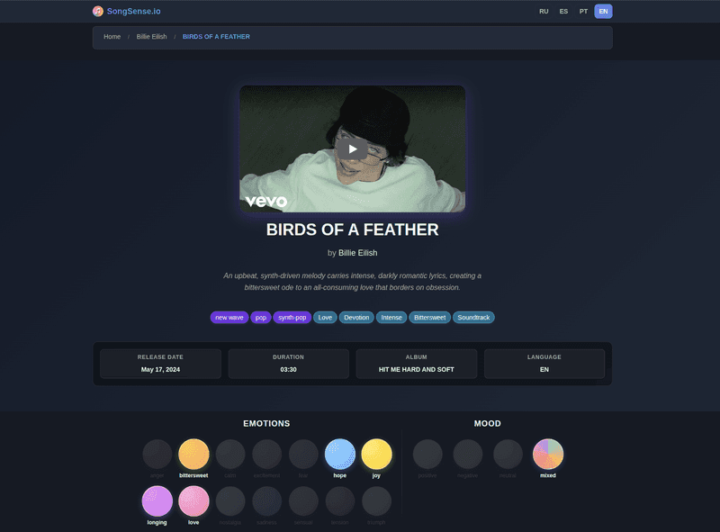 songsense.io inner page