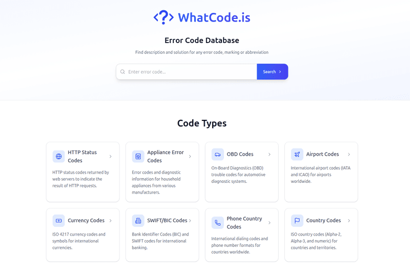 whatcode.is main page